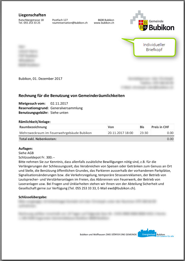 Individueller Briefkopf